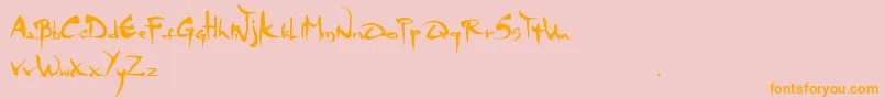 Mgs4Brush-Schriftart – Orangefarbene Schriften auf rosa Hintergrund