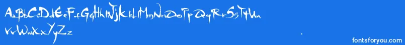 Mgs4Brush-Schriftart – Weiße Schriften auf blauem Hintergrund