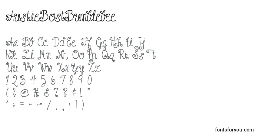 Schriftart AustieBostBumblebee – Alphabet, Zahlen, spezielle Symbole