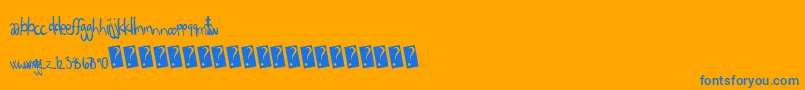 Eigthgrade-Schriftart – Blaue Schriften auf orangefarbenem Hintergrund