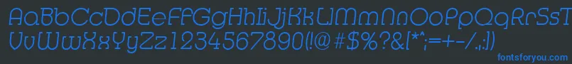 MexicoserialXlightItalicフォントについての詳細 フォントMexicoserialXlightItalic – 黒い背景に青い文字