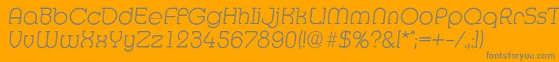 Lisätietoja MexicoserialXlightItalic-fontista MexicoserialXlightItalic-fontti – harmaat kirjasimet oranssilla taustalla