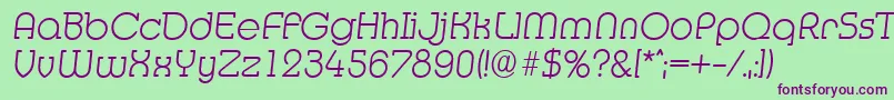 MexicoserialXlightItalic Font – Purple Fonts on Green Background