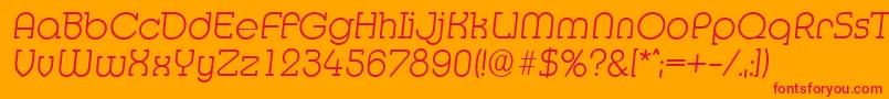 フォントMexicoserialXlightItalic – オレンジの背景に赤い文字