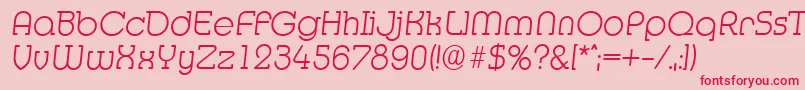 MexicoserialXlightItalic-Schriftart – Rote Schriften auf rosa Hintergrund