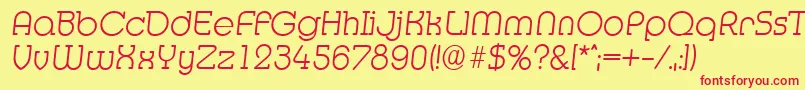 MexicoserialXlightItalic Font – Red Fonts on Yellow Background