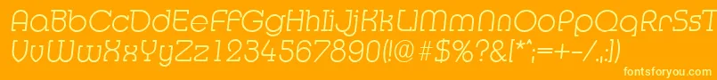 Lisätietoja MexicoserialXlightItalic-fontista MexicoserialXlightItalic-fontti – keltaiset fontit oranssilla taustalla
