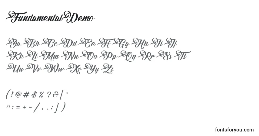 Czcionka FundamentalDemo (35161) – alfabet, cyfry, specjalne znaki