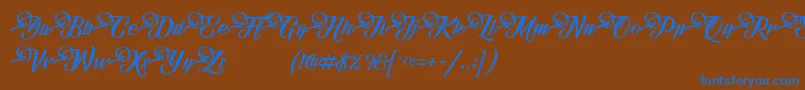 フォントFundamentalDemo – 茶色の背景に青い文字