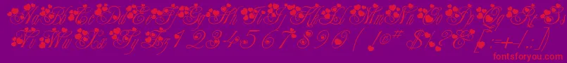 McSweetieHearts-Schriftart – Rote Schriften auf violettem Hintergrund