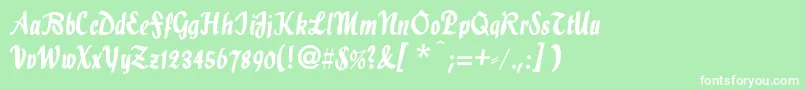 Hollascript-Schriftart – Weiße Schriften auf grünem Hintergrund