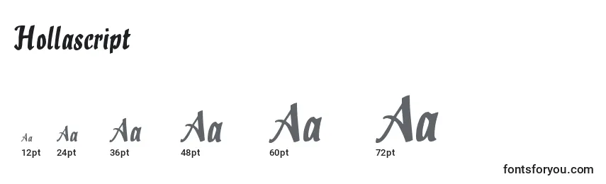 Tamaños de fuente Hollascript