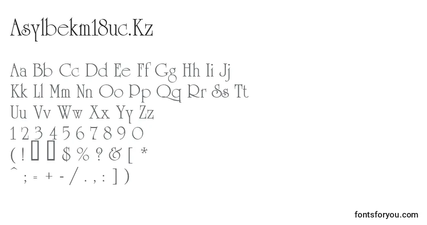 Schriftart Asylbekm18uc.Kz – Alphabet, Zahlen, spezielle Symbole