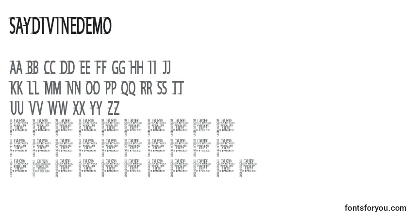 Czcionka SayDivineDemo – alfabet, cyfry, specjalne znaki
