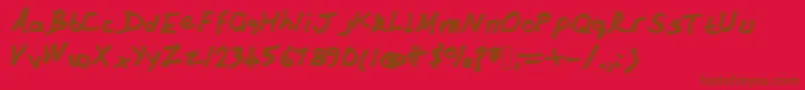 Andy-Schriftart – Braune Schriften auf rotem Hintergrund