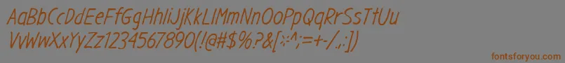 フォントGargleCdIt – 茶色の文字が灰色の背景にあります。