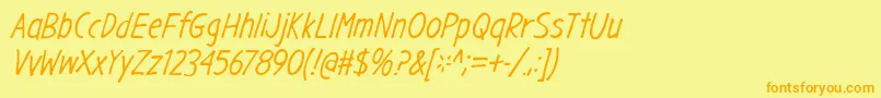 フォントGargleCdIt – オレンジの文字が黄色の背景にあります。