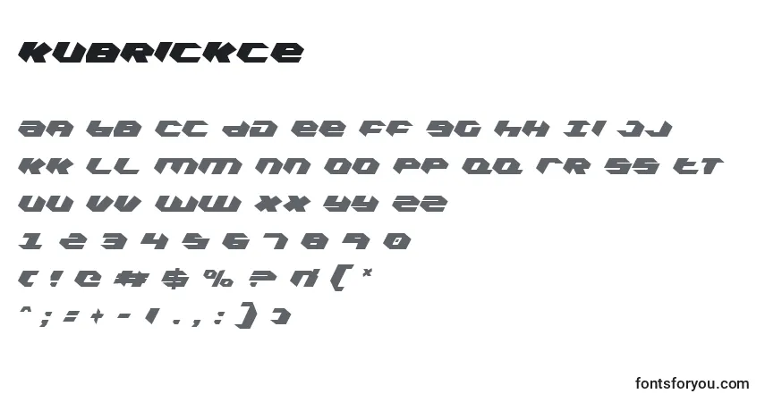 Czcionka Kubrickce – alfabet, cyfry, specjalne znaki
