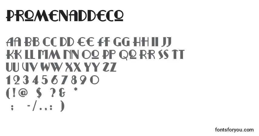 Schriftart PromenadDeco – Alphabet, Zahlen, spezielle Symbole