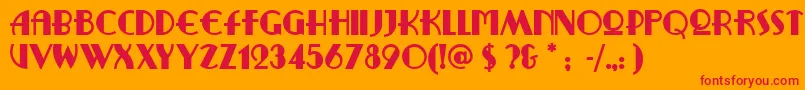 PromenadDeco-Schriftart – Rote Schriften auf orangefarbenem Hintergrund