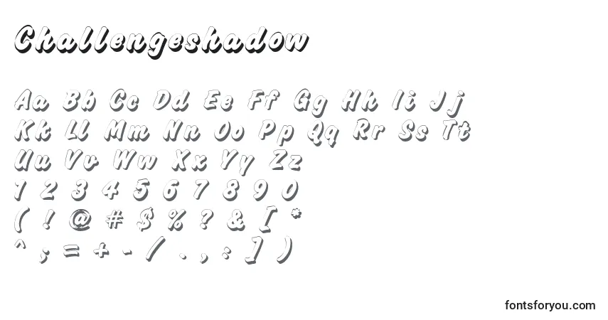 Fuente Challengeshadow - alfabeto, números, caracteres especiales