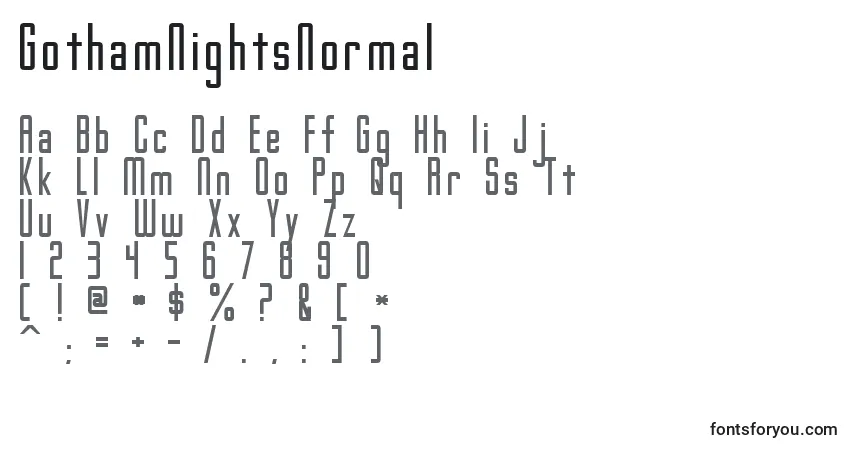 GothamNightsNormal font – alphabet, numbers, special characters
