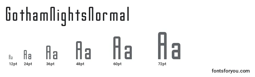 GothamNightsNormal font sizes