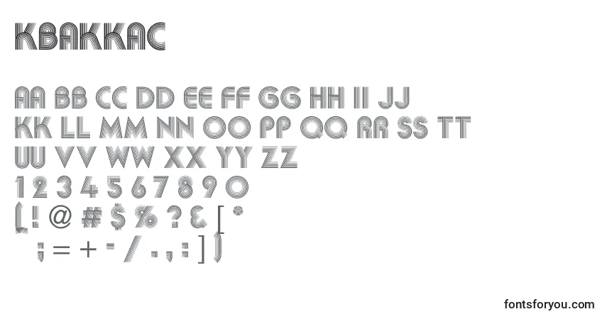 Fuente Kbakkac - alfabeto, números, caracteres especiales