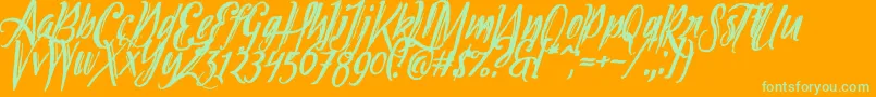 Tipbrush2Slanted Font – Green Fonts on Orange Background