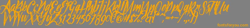 Tipbrush2Slanted Font – Orange Fonts on Gray Background