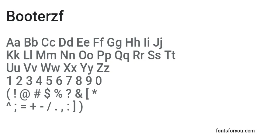 A fonte Booterzf – alfabeto, números, caracteres especiais