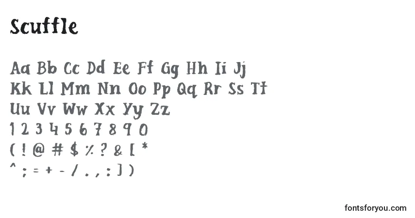 A fonte Scuffle – alfabeto, números, caracteres especiais