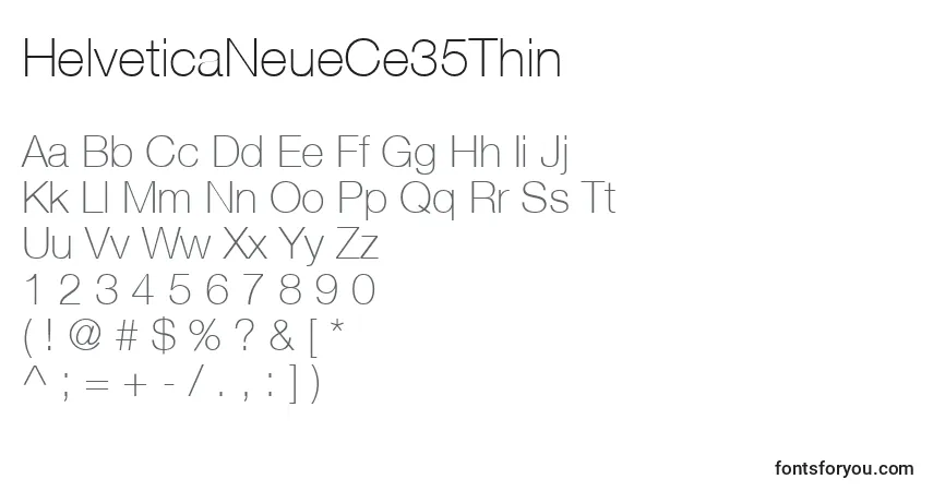Schriftart HelveticaNeueCe35Thin – Alphabet, Zahlen, spezielle Symbole