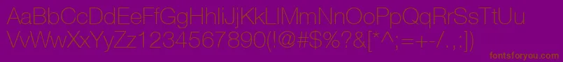 HelveticaNeueCe35Thin-fontti – ruskeat fontit violetilla taustalla