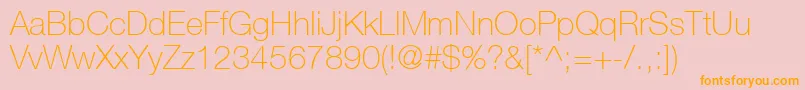 HelveticaNeueCe35Thin-Schriftart – Orangefarbene Schriften auf rosa Hintergrund