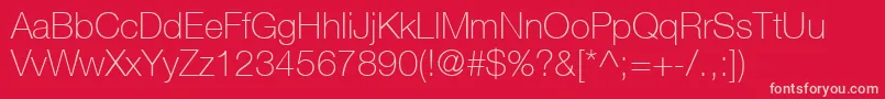 HelveticaNeueCe35Thin-fontti – vaaleanpunaiset fontit punaisella taustalla