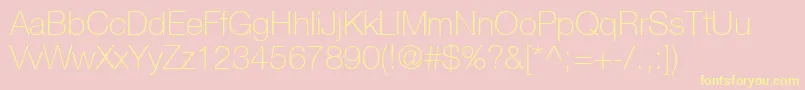 HelveticaNeueCe35Thin-fontti – keltaiset fontit vaaleanpunaisella taustalla
