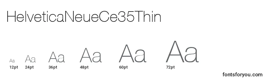 Tamanhos de fonte HelveticaNeueCe35Thin