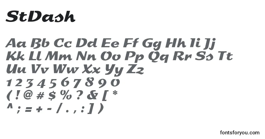 A fonte StDash – alfabeto, números, caracteres especiais