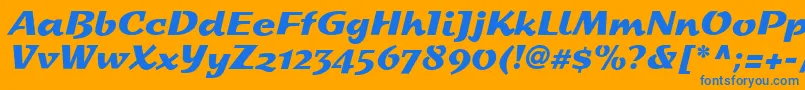 フォントStDash – オレンジの背景に青い文字