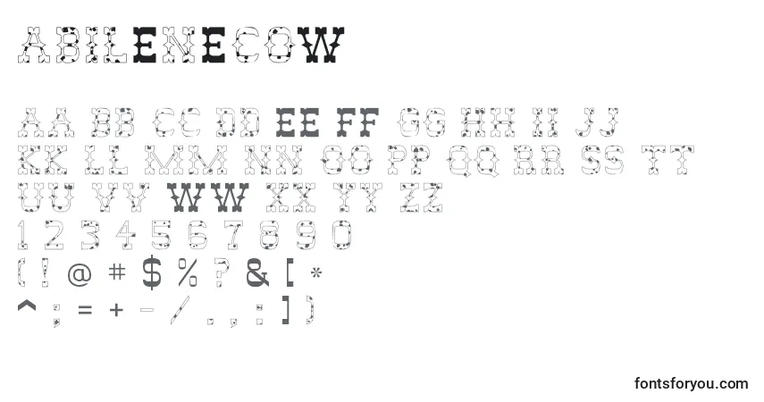Fuente AbileneCow - alfabeto, números, caracteres especiales