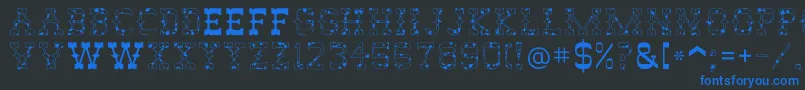 Fonte AbileneCow – fontes azuis em um fundo preto