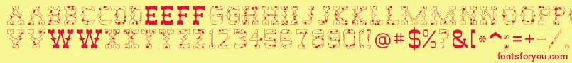 フォントAbileneCow – 赤い文字の黄色い背景