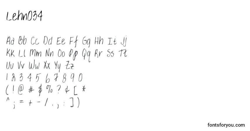 Czcionka Lehn034 – alfabet, cyfry, specjalne znaki