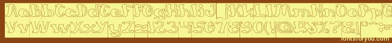 EverlastingSongHollowInverse-fontti – keltaiset fontit ruskealla taustalla