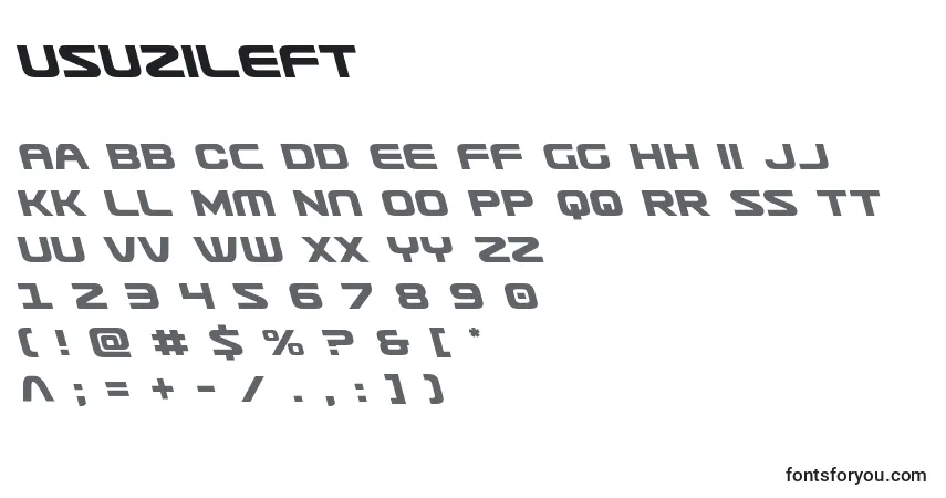 Usuzileft-fontti – aakkoset, numerot, erikoismerkit