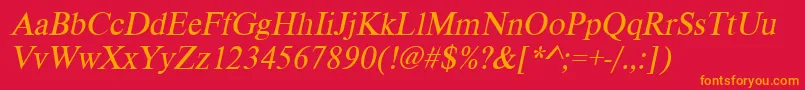 VietnamesetimessskItalic Font – Orange Fonts on Red Background