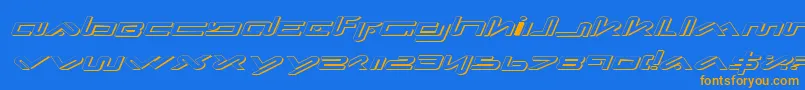 フォントXepheis – オレンジ色の文字が青い背景にあります。