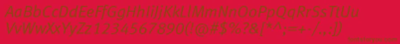 Fonte MetanormallfcItalic – fontes marrons em um fundo vermelho