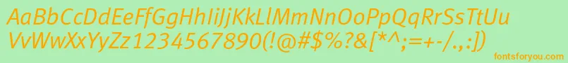 MetanormallfcItalic Font – Orange Fonts on Green Background